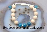 CGB6675 10mm round white fossil jasper & apatite adjustable bracelets