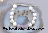 CGB6740 10mm round white howlite & lavender amethyst adjustable bracelets