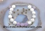 CGB6744 10mm round white howlite & lavender amethyst adjustable bracelets