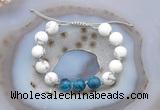 CGB6747 Hand-knotted 10mm round white howlite & apatite adjustable bracelets