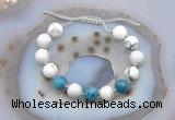 CGB6748 Hand-knotted 10mm round white howlite & apatite adjustable bracelets