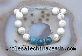 CGB6749 Hand-knotted 10mm round white howlite & apatite adjustable bracelets