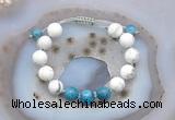 CGB6751 Hand-knotted 10mm round white howlite & apatite adjustable bracelets