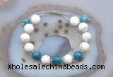 CGB6752 Hand-knotted 10mm round white howlite & apatite adjustable bracelets