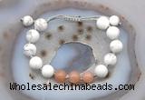 CGB6763 10mm round white howlite & moonstone adjustable bracelets