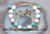 CGB6767 10mm round white howlite & amazonite adjustable bracelets