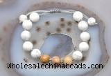 CGB6772 10mm round white howlite & yellow crazy agate adjustable bracelets