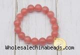 CGB6802 10mm, 12mm cherry quartz beaded bracelet with alloy pendant