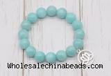 CGB6817 10mm, 12mm amazonite beaded bracelet with alloy pendant