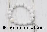 CGB6839 10mm, 12mm white howlite beaded bracelet with alloy pendant