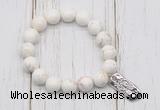 CGB6840 10mm, 12mm white howlite turquoise beaded bracelet with alloy pendant