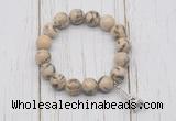 CGB6842 10mm, 12mm feldspar beaded bracelet with alloy pendant