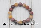 CGB6844 10mm, 12mm mookaite beaded bracelet with alloy pendant