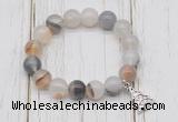 CGB6847 10mm, 12mm montana agate beaded bracelet with alloy pendant