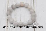 CGB6858 10mm, 12mm white crazy lace agate beaded bracelet with alloy pendant