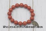 CGB6874 10mm, 12mm red jasper beaded bracelet with alloy pendant