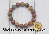 CGB6882 10mm, 12mm picasso jasper beaded bracelet with alloy pendant