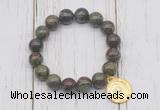 CGB6885 10mm, 12mm dragon blood jasper beaded bracelet with alloy pendant