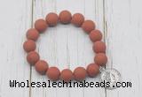 CGB6901 10mm, 12mm matte red jasper beaded bracelet with alloy pendant