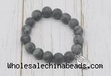 CGB6909 10mm, 12mm matte black labradorite beaded bracelet with alloy pendant