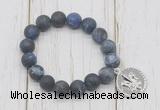 CGB6910 10mm, 12mm matte sodalite beaded bracelet with alloy pendant