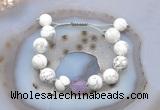 CGB6932 Hand-knotted 12mm round white howlite & lavender amethyst adjustable bracelets