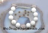 CGB6935 12mm round white howlite & rose quartz adjustable bracelets