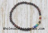 CGB7004 7 chakra 4mm red tiger eye beaded meditation yoga bracelets