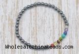 CGB7020 7 chakra 4mm hematite beaded meditation yoga bracelets