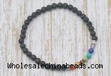 CGB7021 7 chakra 4mm black lava beaded meditation yoga bracelets