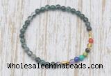 CGB7029 7 chakra 4mm moss agate beaded meditation yoga bracelets