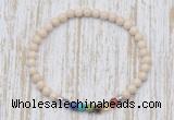 CGB7065 7 chakra 4mm white fossil jasper beaded meditation yoga bracelets