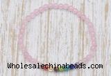 CGB7087 7 chakra 4mm rose quartz beaded meditation yoga bracelets