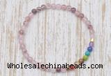 CGB7095 7 chakra 4mm strawberry quartz beaded meditation yoga bracelets