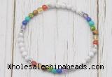 CGB7117 7 chakra 4mm white howlite beaded meditation yoga bracelets