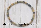 CGB7201 4mm tiny golden & blue tiger eye beaded meditation yoga bracelets