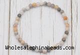 CGB7227 4mm tiny bamboo leaf agate beaded meditation yoga bracelets