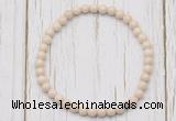 CGB7265 4mm tiny white fossil jasper beaded meditation yoga bracelets