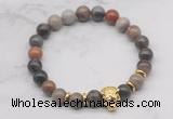 CGB7365 8mm wooden jasper bracelet with tiger head for men or women