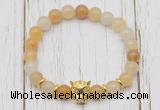 CGB7383 8mm yellow aventurine bracelet with leopard head for men or women