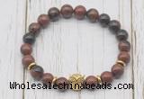 CGB7403 8mm mahogany obsidian bracelet with owl head for men or women