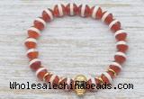 CGB7432 8mm Tibetan agate bracelet with skull for men or women