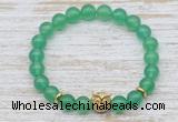 CGB7448 8mm green agate bracelet with owl head for men or women