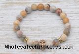 CGB7456 8mm yellow crazy lace agate bracelet with skull for men or women