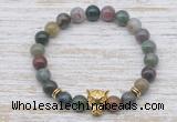 CGB7465 8mm Indian agate bracelet with leopard head for men or women