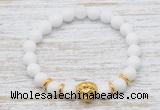 CGB7470 8mm white candy jade bracelet with lion head for men or women