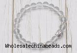 CGB7485 8mm white crystal bracelet with buddha for men or women