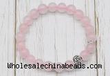 CGB7486 8mm rose quartz bracelet with flower charm for men or women