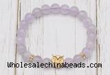 CGB7488 8mm lavender amethyst bracelet with owl head for men or women