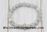 CGB7500 8mm aquamarine bracelet with skull for men or women